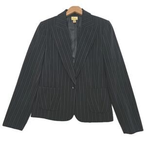 Caslon Blazer Womens Black Gray Pinstripe Jacket Size 8 Office Work Career‎